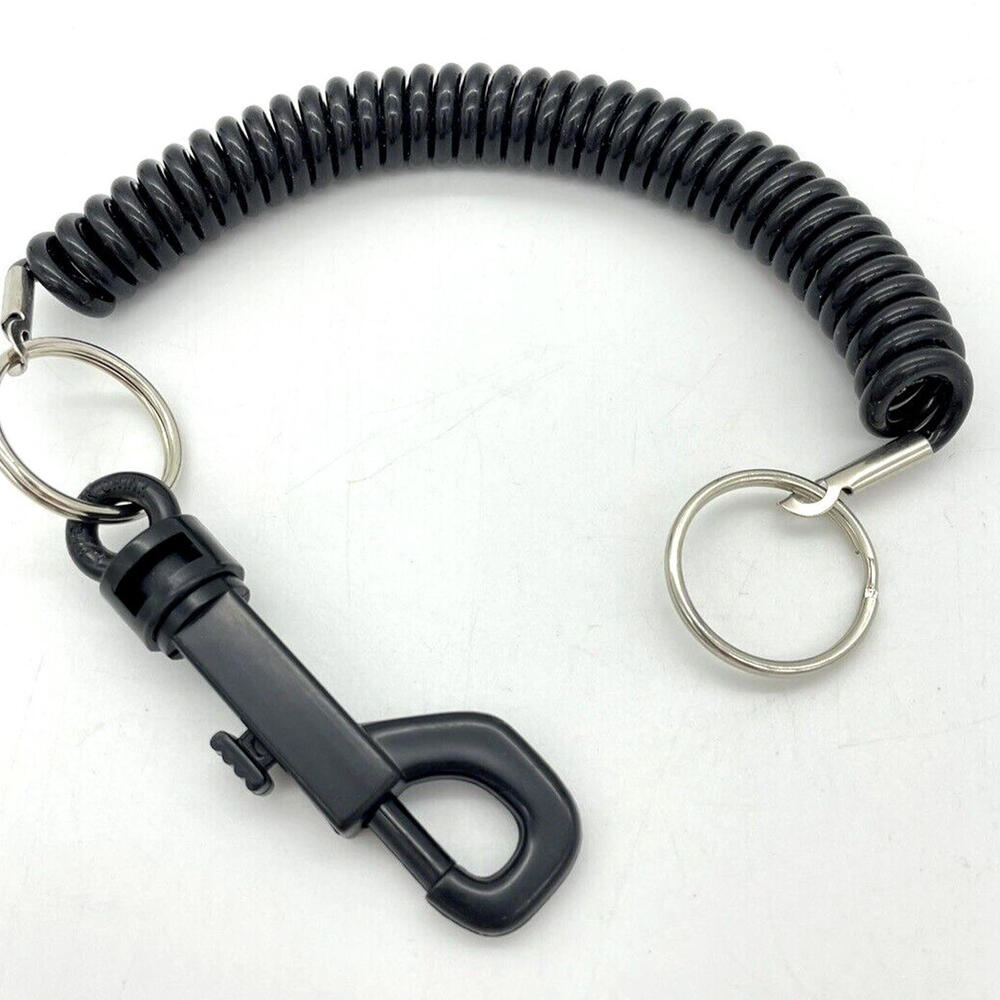 Coil Key Belt Chain Black Plastic Clip Metal Split Rings Lot of 75 NEW